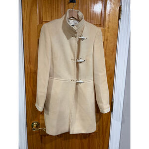 Fay Cream Wool Toggle Coat Women’s Medium Italy Luxury Winter Outerwear flaw